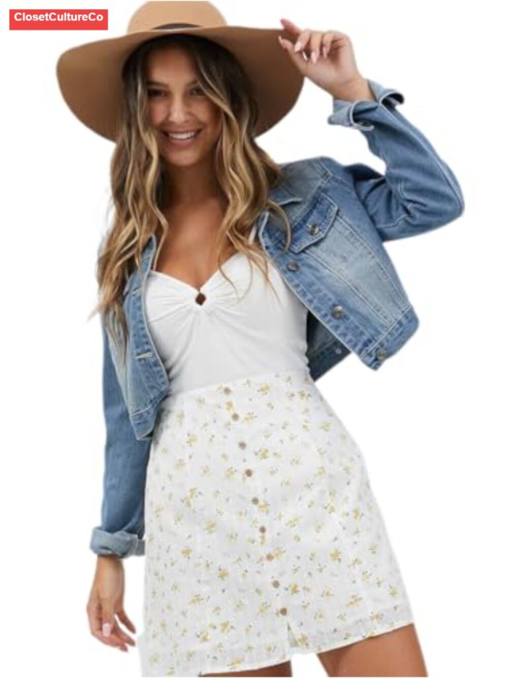 Washed Denim Jacket Semi Crop Fitted Long Sleeve